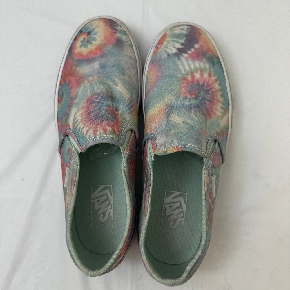 Vans Classic Slip-On Sneakers Size 8 Multi Color‎ Tie Dye Canvas Womens Shoe